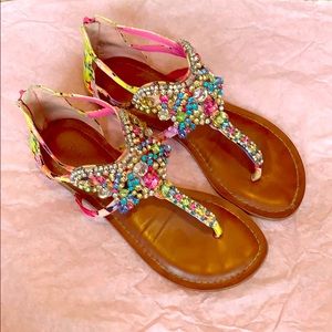 Gianni bright jeweled sandals